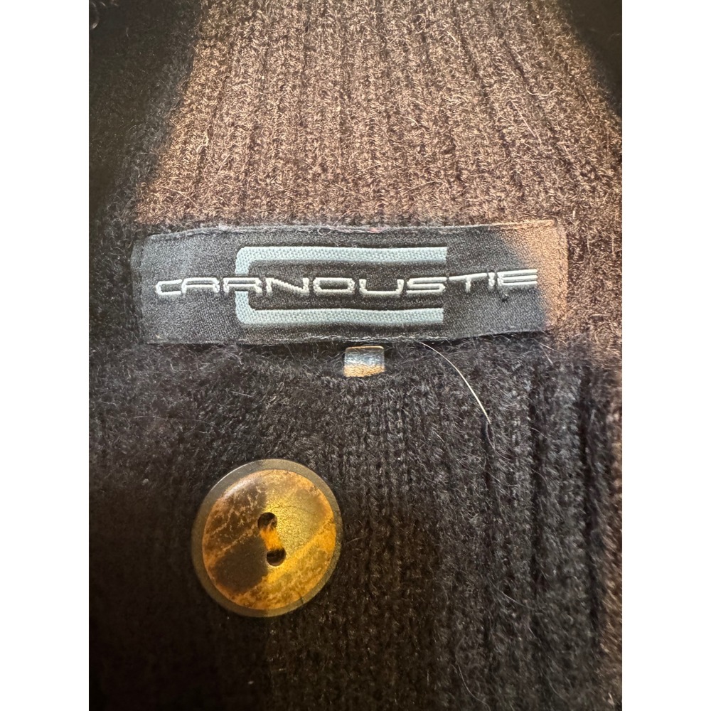 Carneoustie Baby Alpaca Sweater Men's L‎ Black Cable Knit Button Neck Peru - Picture 6 of 9